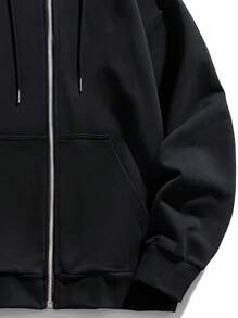 Customized Men's Zip-Up Hooded Long Sleeve Jacket, Customize Your Text / Highlight "My Style, My Choice", Fall - Black - View 7