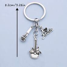 1 chiếc móc khóa unisex dành cho người yêu nhạc, hình đàn guitar, nốt nhạc, kèn trumpet, piano, micro, nhạc cụ, phụ kiện DIY, quà tặng lễ hội âm nhạc, móc khóa túi xách, phụ kiện móc khóa ví, móc chìa khóa phong cách Y2K Gothic - Bạc - Xem 7