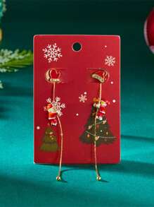 1 Pair Creative Climbing Santa Claus Earrings