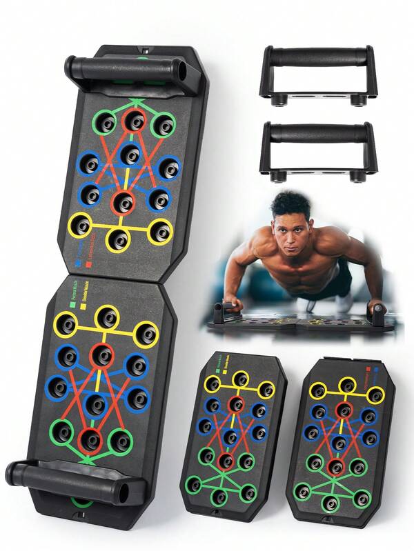 Solid Push Up Board Home Workout Equipment Multi-Functional Pushup Stands System Fitness Floor Chest Muscle Exercise Professional Equipment Burn Fat Strength Training Arm Men & Women Weights