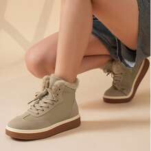 Bequeme, vielseitige, warme Schnür-Modeschuhe für Damen - Khaki - Übersicht 3