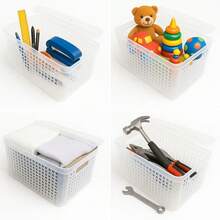 Set Of 5 Organizer Boxes With Lid, Large Basket In Resistant Plastic, Kit 2L, 4.5L, 17 Liters - LP HOUSE