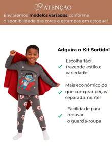 Assorted 4-Piece Kit For Boys' Long-Sleeved Pajamas, Sizes 1 To 10 - 什錦 - 查看 5