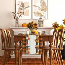 1/108pcs Autumn Thanksgiving Fall Leaves, Slogans, Plaid Pattern Digital Print Tabletop Decor Table Runner - Thanksgiving Family Gathering Atmosphere Decor, Suitable For Holiday Parties, Gifts, Autumn Harvest Season Decoration