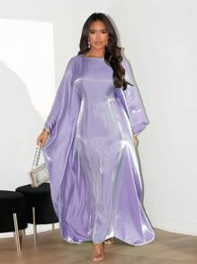 1 件全新时尚缎面闪亮宽松穆斯林长袍，优雅阿拉伯中东长袍