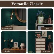 17.739; 39; X78.739; 39; Green Peel And Stick Wallpaper Gothic Floral Wall Paper Contact Paper Closeout Renter Friendly Modern Self Adhesive Damask Cabinet Vinyl Roll(78.739; 39; X17.739; 39; , Green Floral Textured) - 17.7"+x+78.7"+++綠色 - 查看 5
