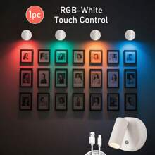 1 Stück Fernbedienung aufladbare Scheinwerfer, 7 Farben RGB Wandleuchte, Foto Wand Atmosphäre Beleuchtung, kein Verkabeln, kein Bohren, keine Installation, kabellose Hintergrundbeleuchtung für Zuhause