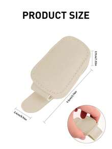Kẹp kính thời trang bằng da từ tính gắn trên tấm che nắng ô tô, phù hợp với tấm che nắng nội thất xe hơi, phụ kiện tấm che nắng xe hơi. - Màu be - Xem 3