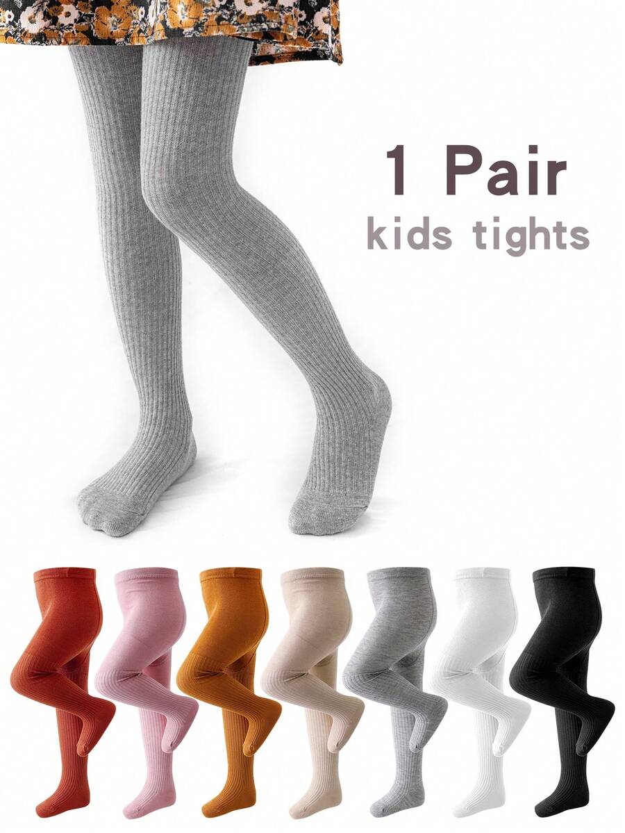 1 Pair Children's Tights, Girls Tights Kids Tights With Moderate Thickness, Suitable For Spring And Autumn, Simple Solid Color And Easy To Match. Baby Toddler Leggings Socks