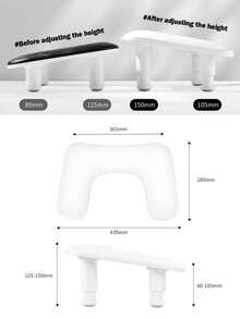 KAMUA Reposabrazos para manicura KAMUA: Reposabrazos en forma de U ajustable para técnicos de uñas - Disponible en 3 colores: negro, blanco y rosa de piel sintética PU para descanso de manos para manicuristas