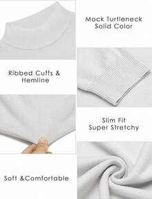 Men's Slim Fit Mock Turtleneck Pullover Sweater Casual Basic Knitted Thermal Sweaters - 白色 - 查看 5