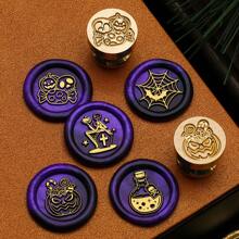 Série mignonne de sorcière et de squelette pour Halloween 15 mm Mini Cachet de cire - Parfait pour les lettres d'amour, les invitations, les cartes de fête, les journaux, le scrapbooking, les bricolages