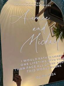 1pc 55 * 40 Cm Blank Acrylic Mirror Gold/Silver Wedding Sign, Bridal Shower Sign, Wedding Ceremony And Reception Sign, DIY Newlywed Couple Name, Wedding Date And Blessing Gift, Birthday, Graduation, Summer Beach, Back To School, Room Decor