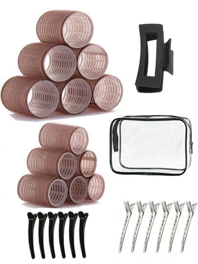 2 Größen Haarwickler 12 Stück Haarwickler für lange, mittellange und kurze Haare, große, mittlere und kleine selbsthaftende Haarwickler mit 12 Stück Clips und 1 Kosmetiktasche und 1 Haarklammer, Haarkräusler, Lockenbürste, Wickler, Lockenprodukte, Kräusler, Wickler für Locken, Locken-Haarstyling-Tools, Haarwickler, Haarkräusler, Friseur, Haarwickler, Wickler, Locken, Haarwickler, Haarkräusler, Hitzefrei Locken, Hitzefrei Locken, Haarwickler, Wickler, Locken, Wickler für Haare, Locken-Haarstyling-Tools, Haarwickler, Haarwickler, Locken-Diffusor, Haare, Reise, Haarprodukte, Haartools, Harzeug, Friseur, Friseurzubehör, Friseursalon, Friseurausrüstung