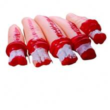 5 buc degete realiste sângeroase de groază tăiate, degete false rupte realiste de Halloween, potrivite pentru Halloween, casă bântuită, teatru, decorare magică pentru petrecere, cosplay, recuzită de decorare pentru petrecere cu parte a corpului ruptă de Halloween