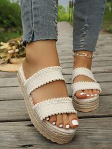 New Style Platform Thick Bottom Women's Fashion Sandals, Comfortable Casual Shoes - Beige - View 4