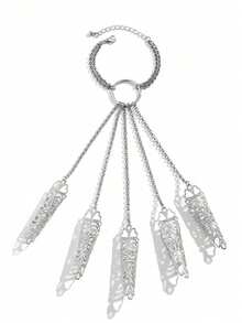 1pc Carnival Halloween Goth Finger Bracelet Punk Ghost Hand Back Chain Jewelry Cone Nail Chain Ring Bracelet - A - View 7