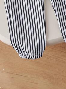 2pcs/Set Boys Casual Round Neck Sweatshirt With Embroidered Design And Elastic Waist Striped Jogger Pants, Suitable For Spring/Autumn Outdoor Wear - White - View 8