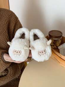 XIXITIAO 1 para miękkich pluszowych kapci z motywem owcy, modne kapcie dla par, grube, ciepłe, antypoślizgowe buty do noszenia w domu na zimę, urocze, puszyste kapcie domowe