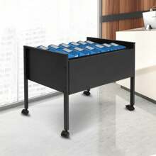 GDAE10 1 Piece 70 X 37 X 60 Cm Black Hanging File Cart, File Folder Cart With Wheels, Office Trolley, Filing Cart With Wheels, Durable For Offices, Conference Rooms, Studies, Private Households