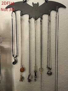 1pc Halloween Bat Key Hook - Gothic Vampire Wall-Mounted Jewelry Organizer & Decor, Wood With Multiple Hooks For Necklaces, Keys, Gothic Home Decor, Easy Installation, Halloween Decorations, Key Holder, Spooky Decor, Construction, Wall Decor, Accessory Storage(Without Lanyard) - Multicolor - View 5