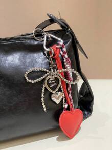 1PC Angora Red Pearl Bow Rope Bag Charm, Keychain Accessories Car Pendant Can Be Used For Bag Pendant Pendant. Gifts Valentine'S Day Stylish For Teen Girls Women College Students Teacher White-Collar Workers Rookies & White-Collar Workers Gift Accessories Decor Present Car Accessories Women Key Chain Charms Back To School Supplies Gifts For Teachers