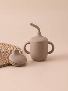 1PC Baby Personalized Customization Name And Pattern Silicone Cups Baby Tableware Plain Water Bottle Kids Custom Sippy Cup With Double Lids - Multicolor - View 25