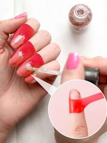 10/20/50/100pcs Anti-Allergy Nail Polish Protective Film - U-Shaped Cuticle Protector, 99.99%+ UV Protection, Self-Adhesive Removable Silicone Patches, Suitable For Manicure, French Tips, Gel Nail Polish And Powder Nails (Fingers And Toes), Nail Supplies, Nail Tools, Nail Art Tools, Back To School Season, Nails, Nail Tools (Suitable For Press-On Nails) - Pink - View 4