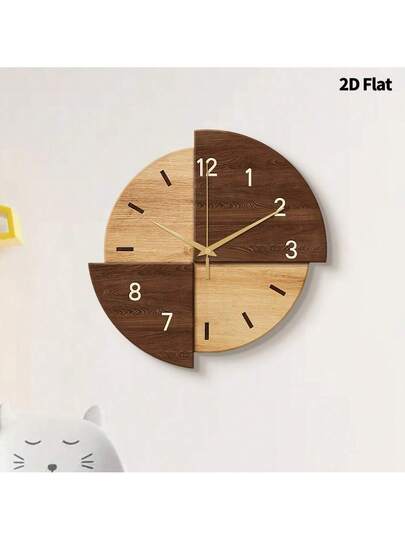 2D Flat, 1pc Creative Log Art ative Wand Clock, Super Silent Quartz Movement, No Ticking Sound, Klok Living Room, Bedroom, Office, Kitchen Cafe, Perfect Home ations Room view 11