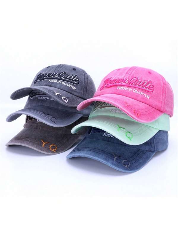 1 pièce Casquette de baseball style américain rétro pour femmes, printemps/été, version coréenne brodée, polyvalente, bord large, tour de tête large