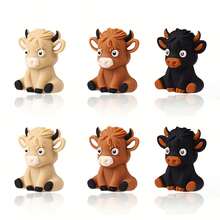 6/34/55/56/100pcs 3D Highlands Cow Focal Point Daisy Flower Silicone Beads Hexagon Silicone Beads Suitable For DIY Crafts Jewelry Necklace Bracelet Keychain Making - 3D Highland Cattle Series - View 18