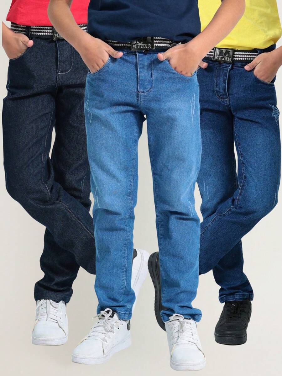 Teen Boy Kit 3 Jeans With Internal Adjuster - 彩色 - 查看 1