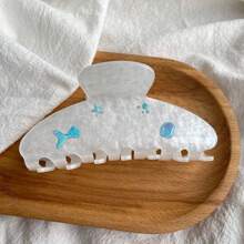 1 件个性化女士夏季海洋元素椭圆发夹，带海星、贝壳、美人鱼装饰，可定制名字扎染夹，适合海滩度假，送给她/妈妈的礼物