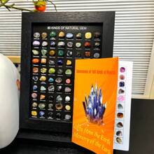 80pcs Natural Mineral Specimen Set + 100 Types Mineral Identification Guide, Includes Rare Varieties Like Labradorite, Agate, Obsidian, Turquoise, Garnet | Home Decor, Mineral Collection, Holiday Gift (Christmas/Valentine's Day/Canada Day) - Multicolor - View 9