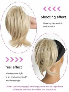 Ponytail Extension 8" Short Claw Ponytail Messy Straihgt Hair Bun Hair Piece Synthetic Wig Extensions Natural Straight Chignon Hairpieces For Women, Halloween - Multicolor - View 9