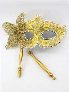 Women's Masquerade Mask, Half Face Mask With String, Party Mask With Handle, Halloween Half Face Mask (Two Styles, One With String Only, One With Handle Only) - Multicolor - View 5