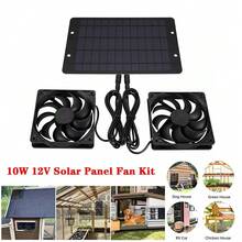 Solar Powered Fan Kit 20W Solar Panel Waterproof DC Exhaust Fan For C-Hicken Coop Camping Greenhouse