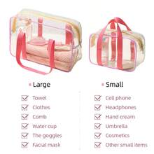 1 chiếc túi nhựa trong suốt, túi đi biển PVC dung tích lớn dành cho nữ, túi xách tay, túi đựng mỹ phẩm, túi đựng đồ dùng vệ sinh cá nhân, túi chống thấm nước dùng trong nhà tắm và hồ bơi, túi đeo vai đựng đồ dùng vệ sinh cá nhân. - Nhiều màu - Xem 7