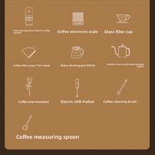 CLITON 电动咖啡机套装 - 包括 1800mAh 电动咖啡研磨机、无需电池的电动奶泡器、不锈钢手冲壶、塑料滤杯、共用咖啡壶、50 张滤纸、咖啡勺、清洁刷和充电线 | 适合日常居家使用,享受美好的早晨咖啡时光,也适合节日(开斋节、斋月、生日)、乔迁之喜以及犒劳自己。 - 彩色 - 查看 5