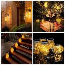 Solar Mason Jar Lid String Lights, 3/6/9/12/30Pack 20 Led 6.6FT String Fairy Star Firefly Jar Lids Lights With Hangers Included (Jars Not Included), For Mason Jar Patio Garden Wedding Lantern - Warm white light - View 5