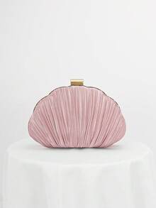 褶皱缎面设计盒形晚宴手包、宴会包、礼服包、舞会礼服手提包、链带包、婚礼钱包