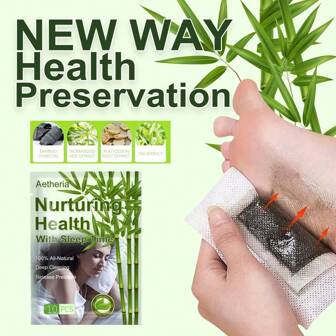 100片装全新养生方法，深层清洁足贴，缓解身体压力，改善睡眠质量，艾灸、姜油和竹炭足贴，天然成分足部护理贴，有效足部健康贴，中药