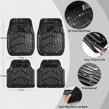 Shining Glitter Car Floor Mats 3D Leather Waterproof All Weather Universal Trim To Fit AntiSlip Safety Light Easy Clean Install Fit For SUV Truck Auto Sedan Van 4 Piece Black Glitter - AllBlackGlitter - View 4