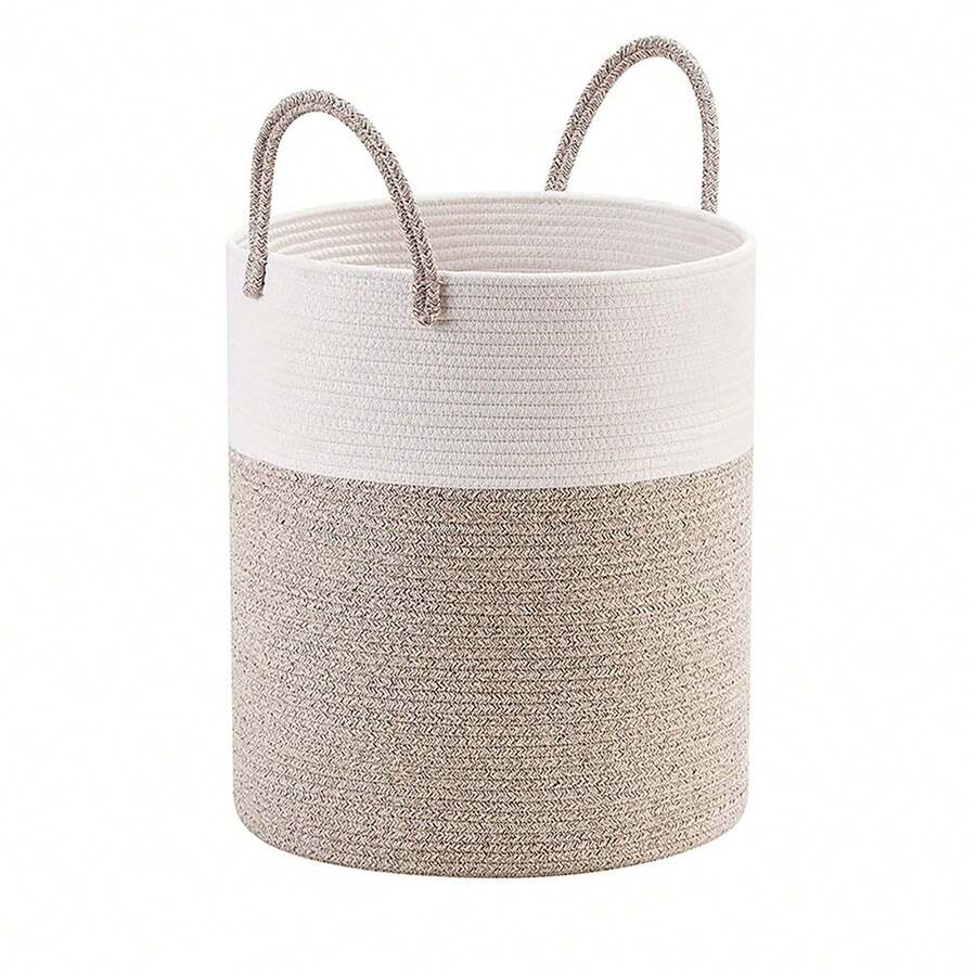 Space-Saving 58L Clothes Hamper - Foldable Cotton Rope Basket For Home Laundry - Multicolor - View 1