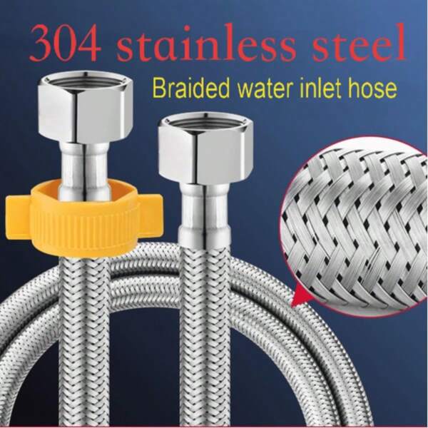 Manguera de entrada de agua fría y caliente trenzada de acero inoxidable 304, conector universal de 4 pulgadas a prueba de calor y explosiones para inodoro, calentador de agua, ducha