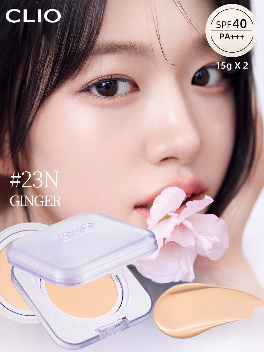 Clio K-Beauty KILL COVER MESH BLUR 氣墊粉底組，15g*2 [含補充裝]，SPF40+ PA++++，涼感清爽，柔焦霧面妝效，控油遮毛孔，打造無瑕肌膚，輕盈順滑，長效亮澤，敏感肌適用 - #23N GINGER - 查看 1