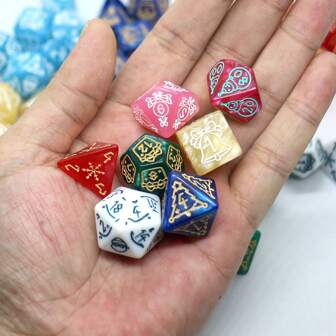 Juego de 7 dados con diseño navideño, dados de múltiples caras D4 D6 D8 D10 D20, regalo ideal para juegos de escritorio, cumpleaños y festividades
