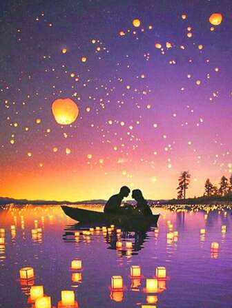 1pc Full Drill Diamond Painting Landscape, Round Diamond Art, Home Decor Frameless Picture