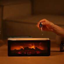 Fireplace Aroma Diffuser, Household Essential Oil Air Purifier, Cold Mist Humidifier, USB Flame Aroma Diffuser,Black / White - 黑色 - 查看 5