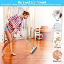 1pc Adjustable Long Handle Broom - Carpet Brush - 2-In-1 Sweeping And Scraping - Pet Hair Remover, Floor And Carpet Cleaner (Random Microfiber Cloth Included) - White - View 3